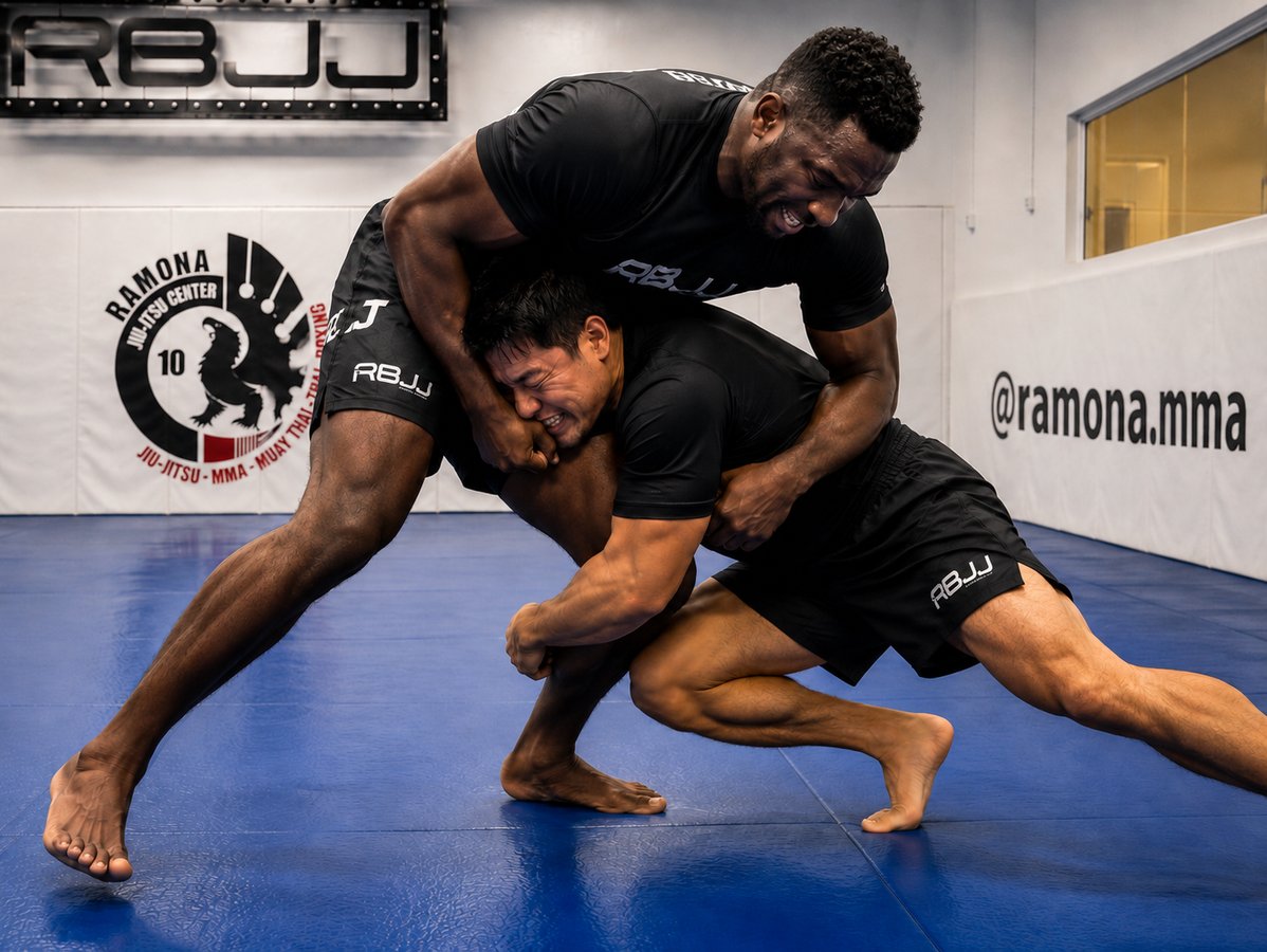 Adult wrestling class at Ramona MMA Center