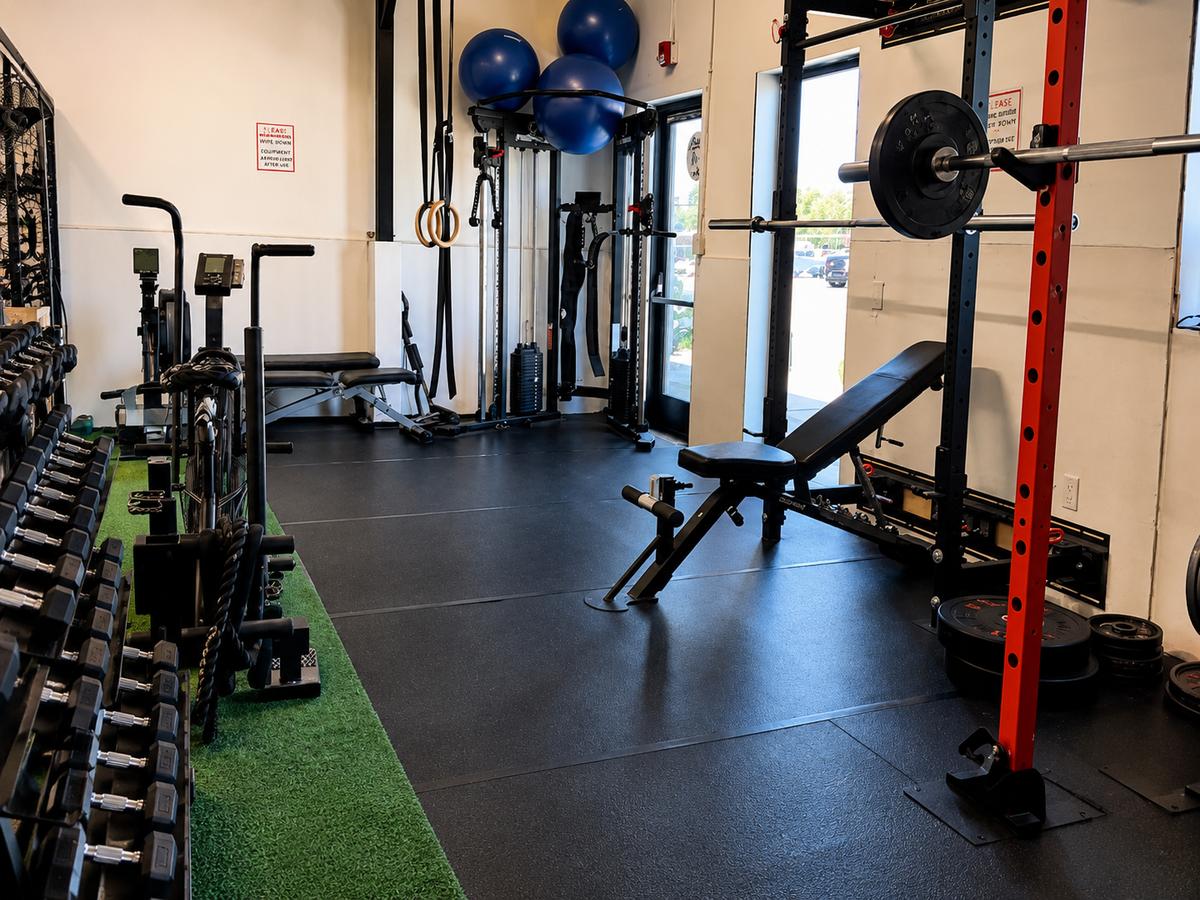 Full fitness and weight room at Ramona MMA Center, included for members and parents